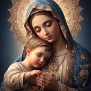 Virgen del Rosario en la mano de Piccolo