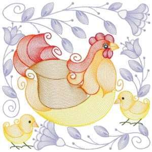 Gallina con 2 Pollitos